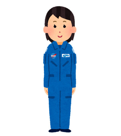 ブルースーツをぴしっと着た女性宇宙飛行士のイラスト