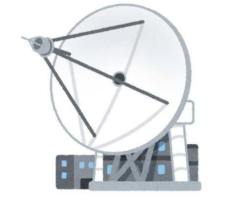 観測施設の巨大な電波望遠鏡のイラスト