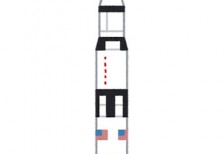 サターンV（サターン５）型のロケットを描いたイラスト