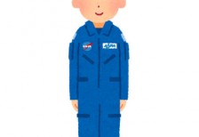 青いつなぎを着た宇宙飛行士の男性のイラスト