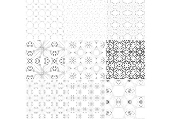 シンプルな幾何学模様のモノクロシームレスパターンセット